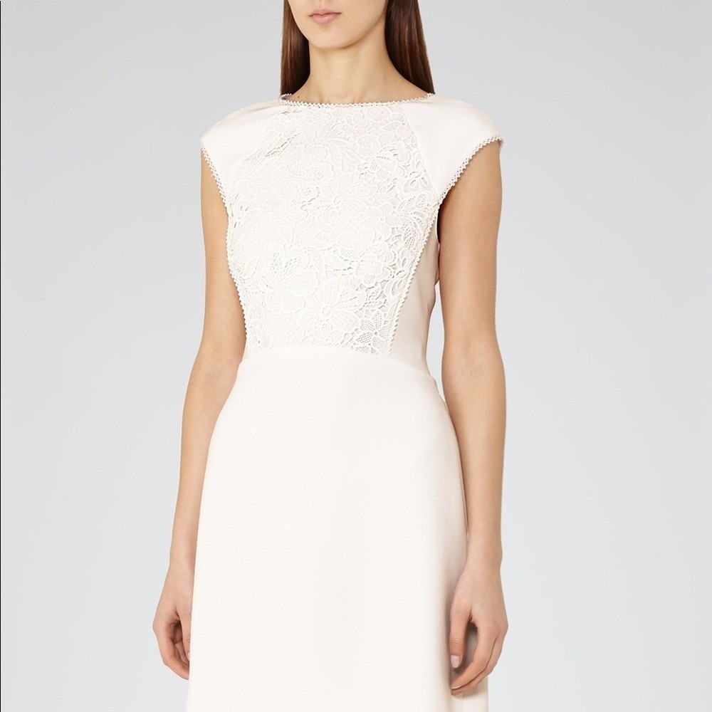 Reiss Talithia Ivory Lace Fit & Flare Mini Dress US 6 Bridal Shower Wedding